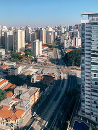High angle view of buildings in city