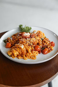 Close-up of food in plate on table