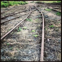 Railroad track at night