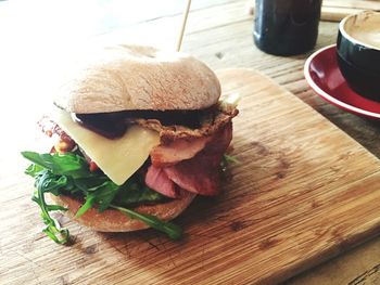 Close-up of food on wooden table