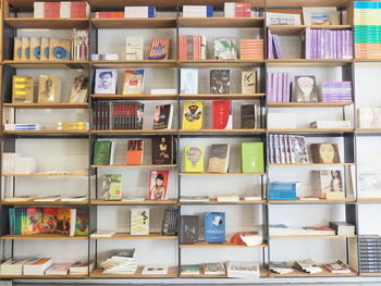 Full frame shot of books in shelf