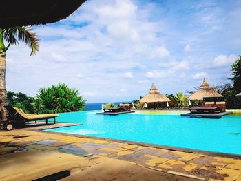 Swimming pool against blue sky