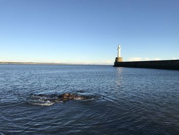 View of lighthouse in sea