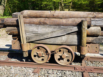 Abandoned train on railroad track