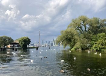 Scenic view of lake against sky