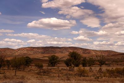 Scenic view of landscape against cloudy sky