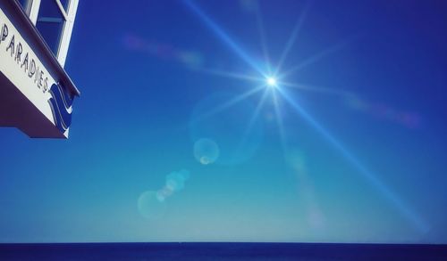 Low angle view of blue sky during sunny day