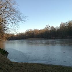 Scenic view of lake against clear sky