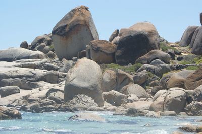 Scenic view of sea against clear sky