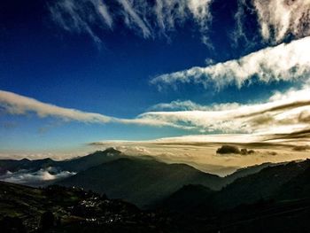 Scenic view of mountains against sky