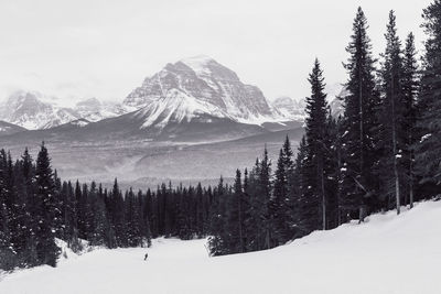 Scenic view of mountains against clear sky during winter