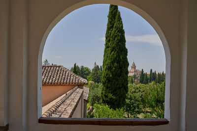 View from window in the alhambra in granada in spain 