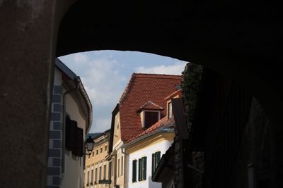 Low angle view of residential buildings against sky