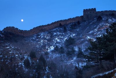 Low angle view of mountain against clear sky