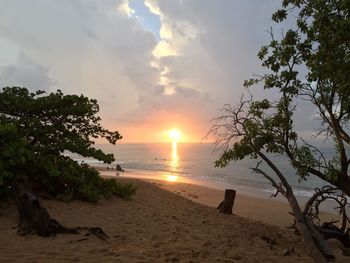 Scenic view of sea at sunset