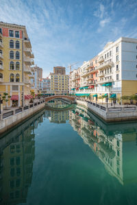 Venice like qanat quartier at the pearl in doha, qatar, middle east.