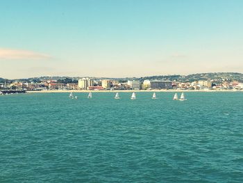 Scenic view of sea against clear sky