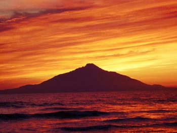 Scenic view of sea at sunset