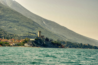 Scenic view of sea against clear sky