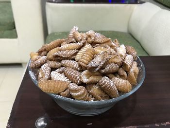 Close-up of food on table