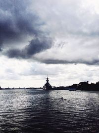 Scenic view of sea against cloudy sky