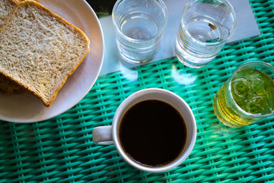 Directly above shot of breakfast on table