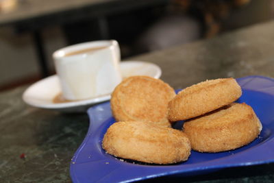 Close-up of breakfast on table