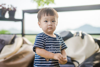 Portrait of cute boy at home