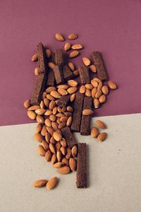 High angle view of coffee beans on table