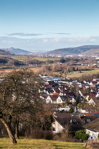 High angle view of townscape against sky