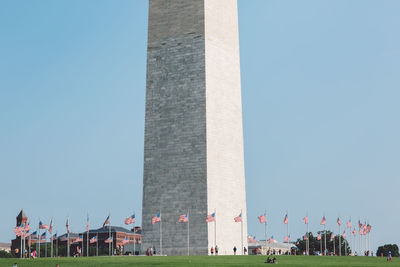 Low angle view of monument against clear blue sky