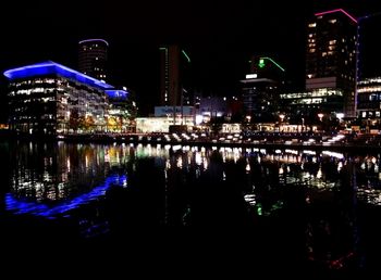 Illuminated city at night