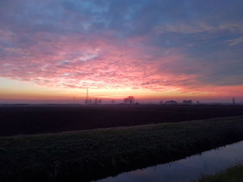 Scenic view of field against sky during sunset
