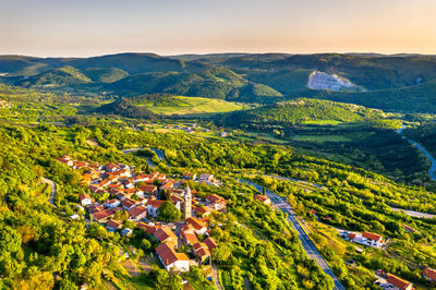 High angle view of landscape against sky