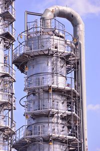 Low angle view of factory against sky