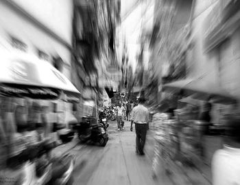 Blurred motion of cars on road