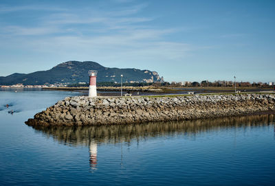 View in colindres cantabria with sea and blue sky