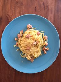 High angle view of meal served in plate