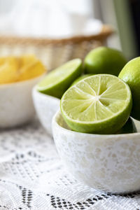 Close-up of lemon slices on table