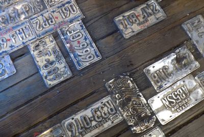 Close-up of text on wood