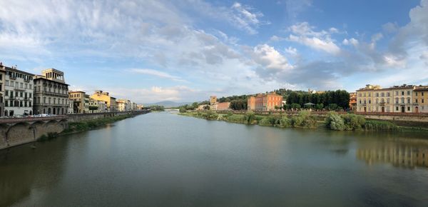 River amidst buildings against sky in city