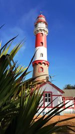 Low angle view of lighthouse against sky