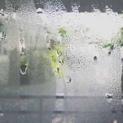 Close-up of water drops on glass