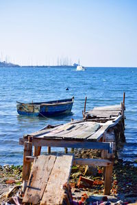 Scenic view of sea against clear sky