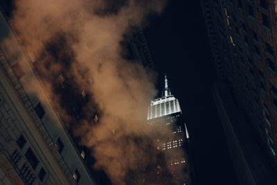 Aerial view of city at night