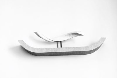 High angle view of stuffed toy against white background