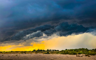 Scenic view of dramatic sky over land