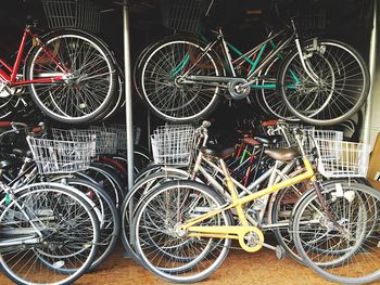 Bicycles parked on bicycle