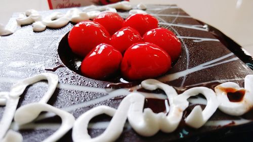 Close-up of heart shape on table