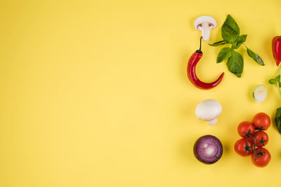 High angle view of fruits on table